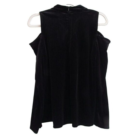 NWT Cupio Black Velvet Cold Shoulder High Neck Top M - Picture 3 of 4